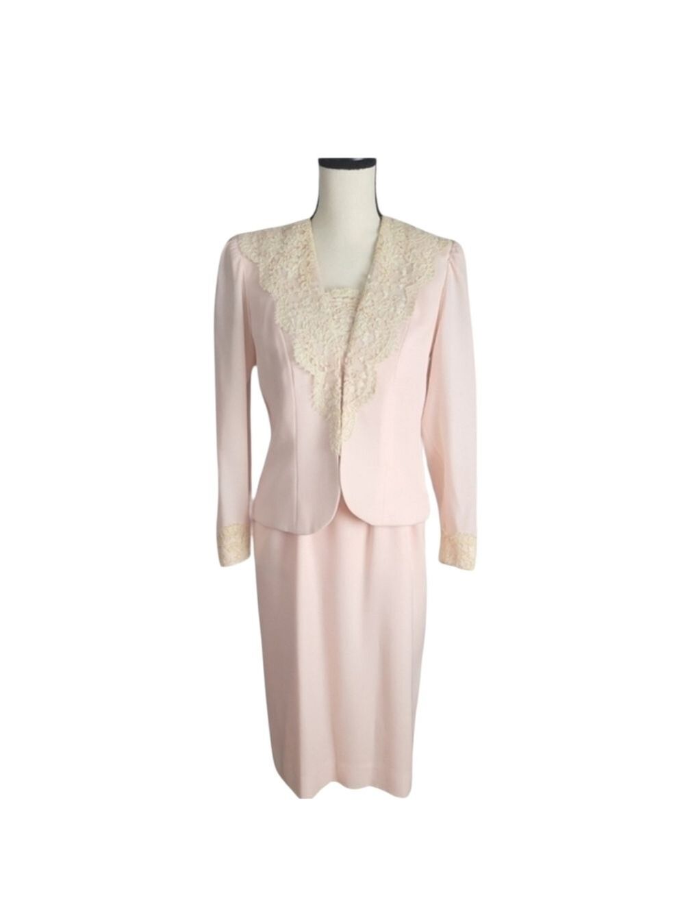 Vintage 70s JoEd Sophisticates Pink Lace Suit – Size 8